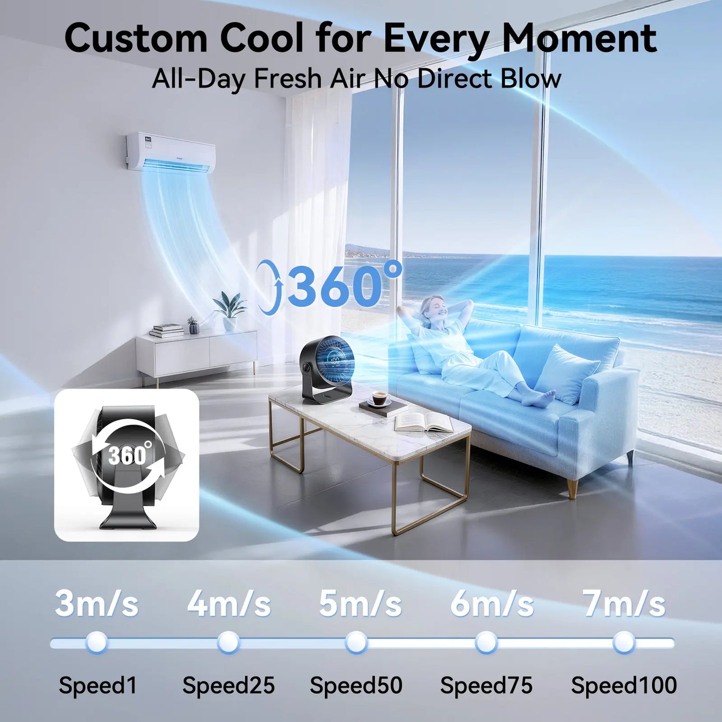 Small portable USB-rechargeable fan
