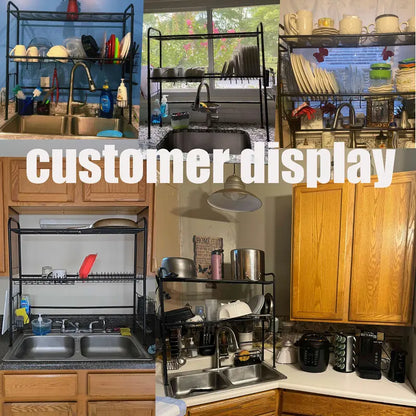 Space-Saving Over Sink Dish Drying Rack – 1 & 2-Tier Kitchen Organizer with Utensil Holder