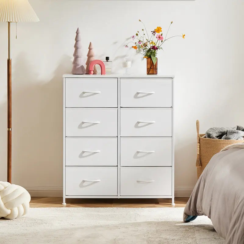 8-Drawer Dresser Storage Tower – Fabric Drawer Organizer with Steel Frame & Wooden Top for Bedroom, Closet & Home