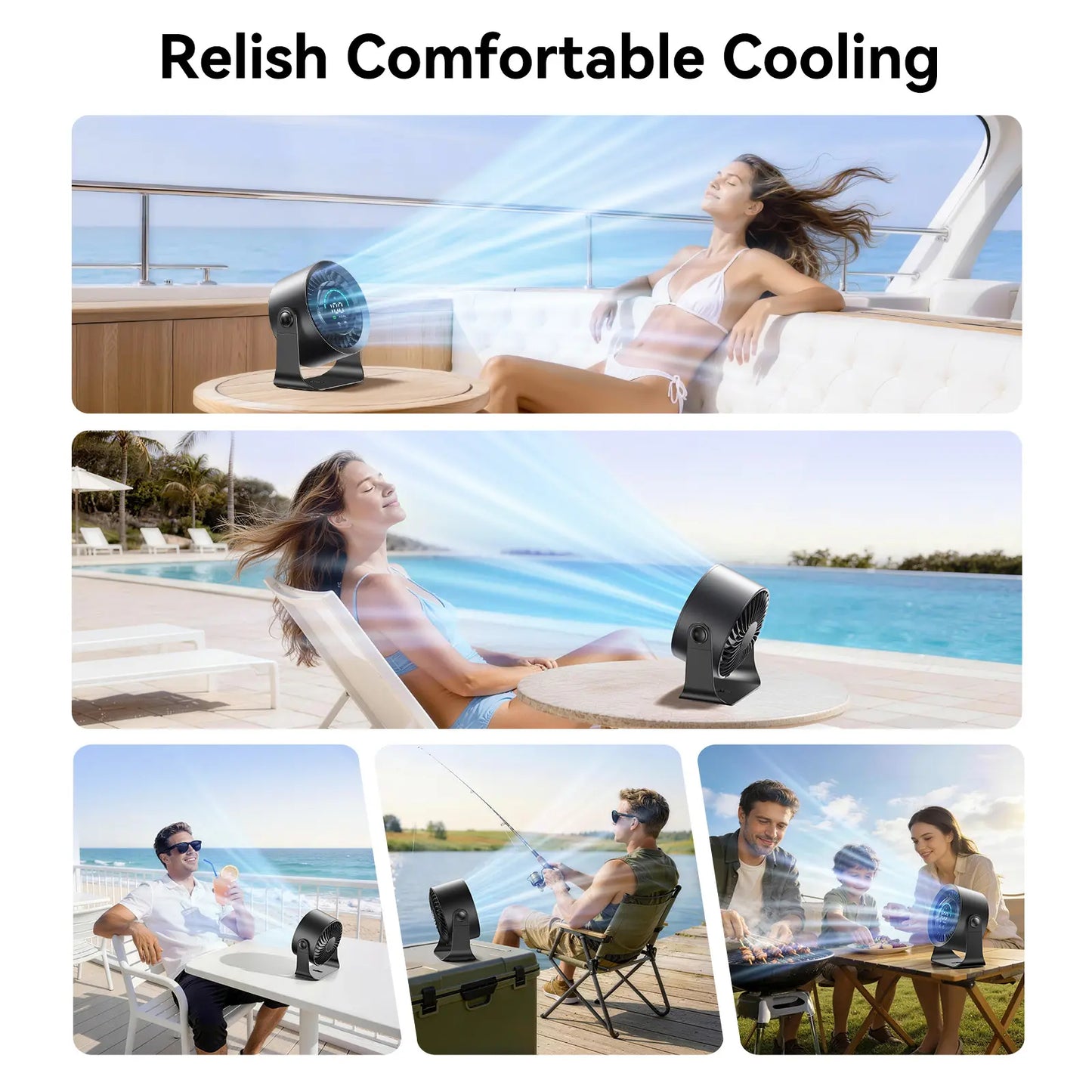 Small portable USB-rechargeable fan