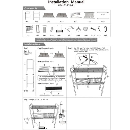 Space-Saving Over Sink Dish Drying Rack – 1 & 2-Tier Kitchen Organizer with Utensil Holder