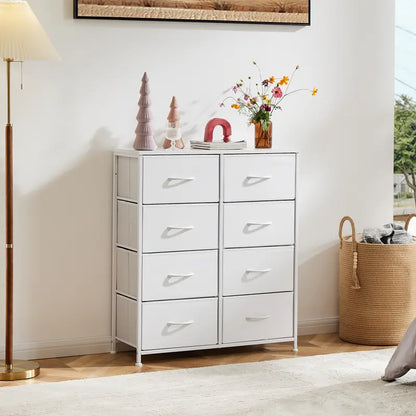8-Drawer Dresser Storage Tower – Fabric Drawer Organizer with Steel Frame & Wooden Top for Bedroom, Closet & Home