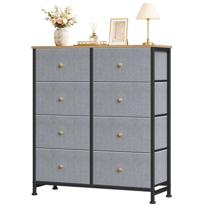 8-Drawer Dresser Storage Tower – Fabric Drawer Organizer with Steel Frame & Wooden Top for Bedroom, Closet & Home
