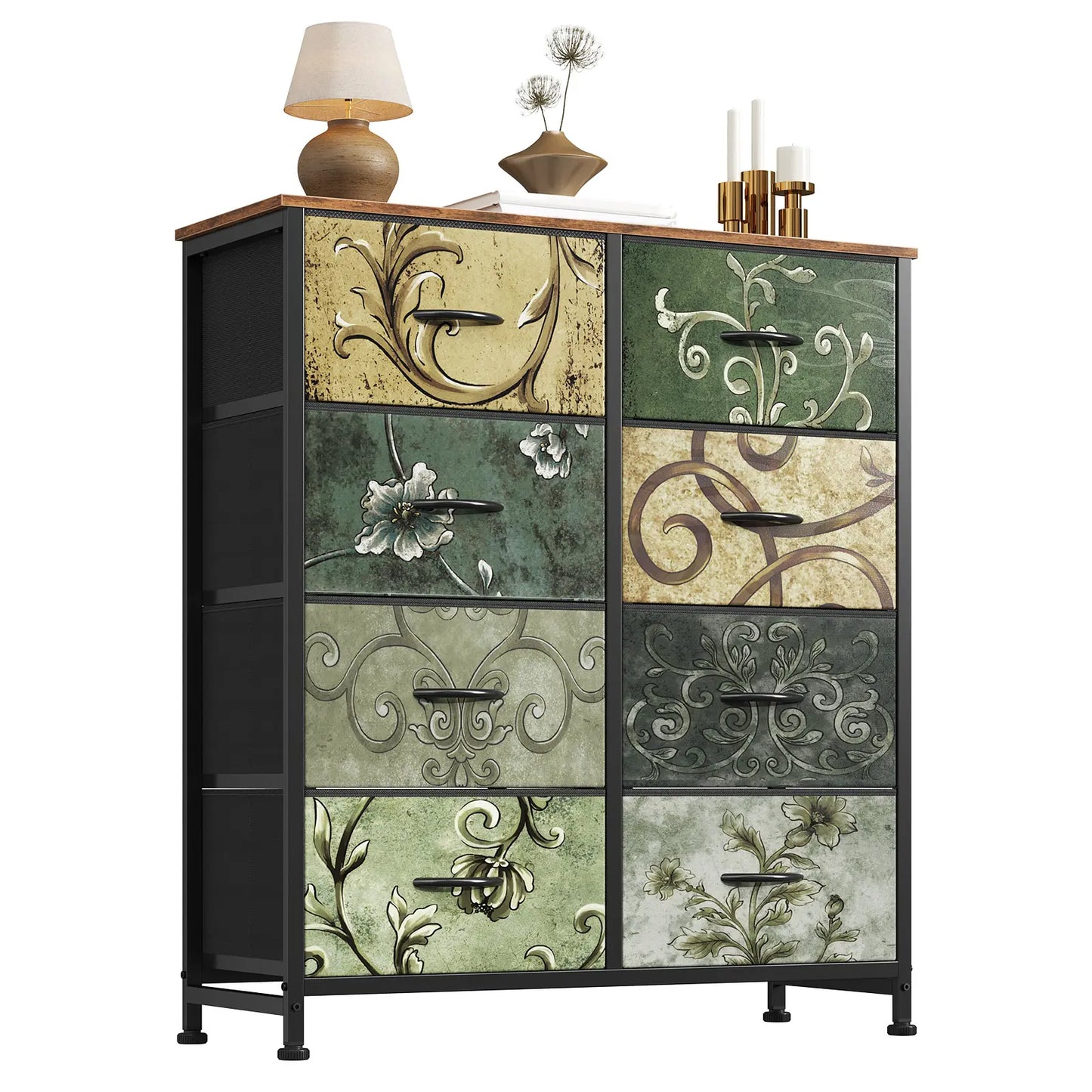 8-Drawer Dresser Storage Tower – Fabric Drawer Organizer with Steel Frame & Wooden Top for Bedroom, Closet & Home