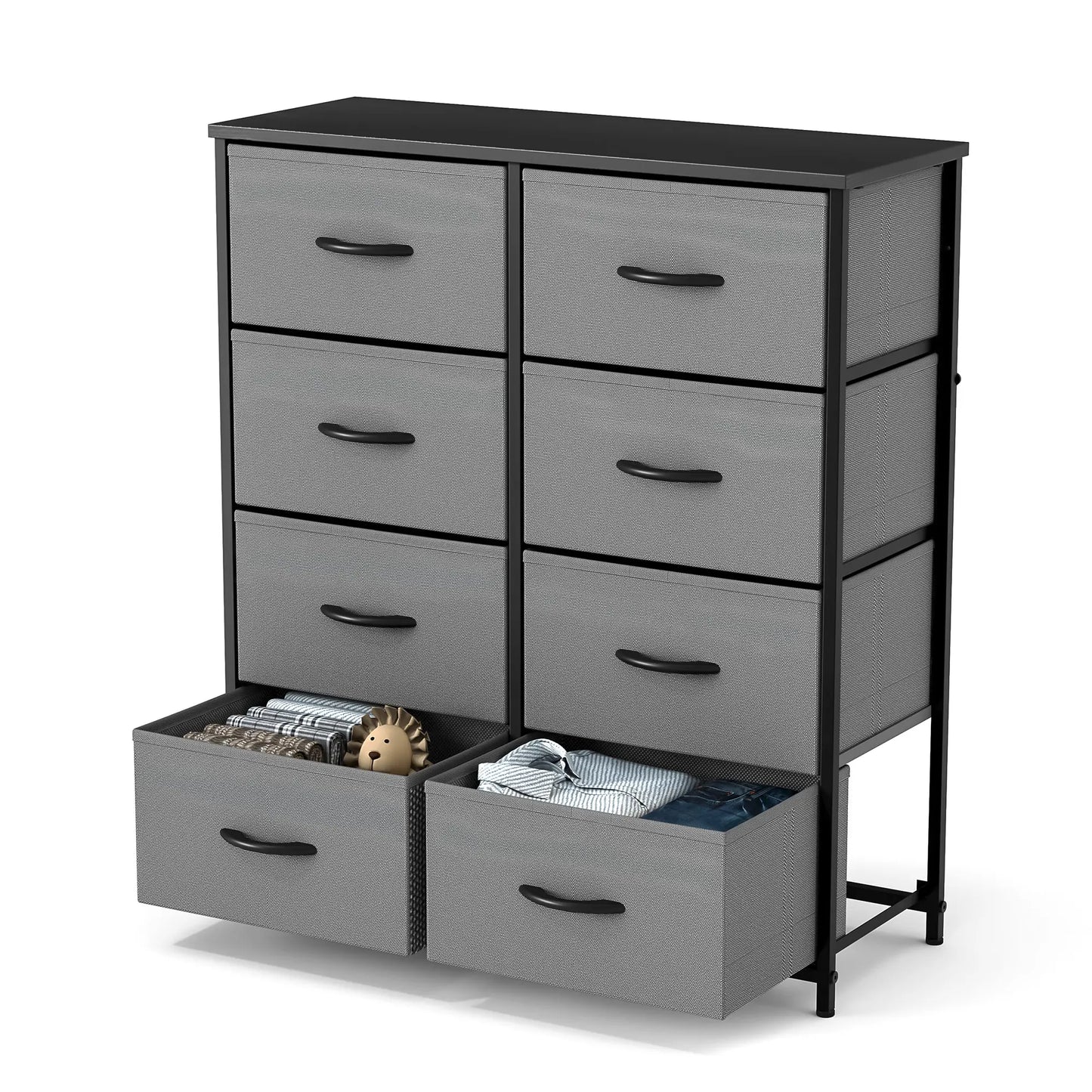 8-Drawer Dresser Storage Tower – Fabric Drawer Organizer with Steel Frame & Wooden Top for Bedroom, Closet & Home