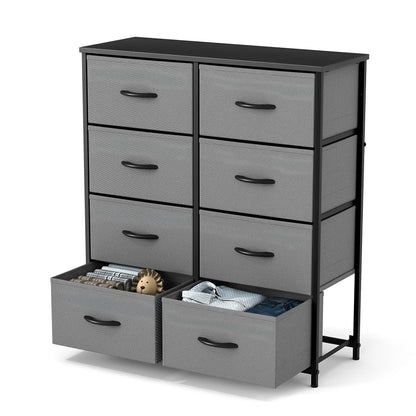 8-Drawer Dresser Storage Tower – Fabric Drawer Organizer with Steel Frame & Wooden Top for Bedroom, Closet & Home