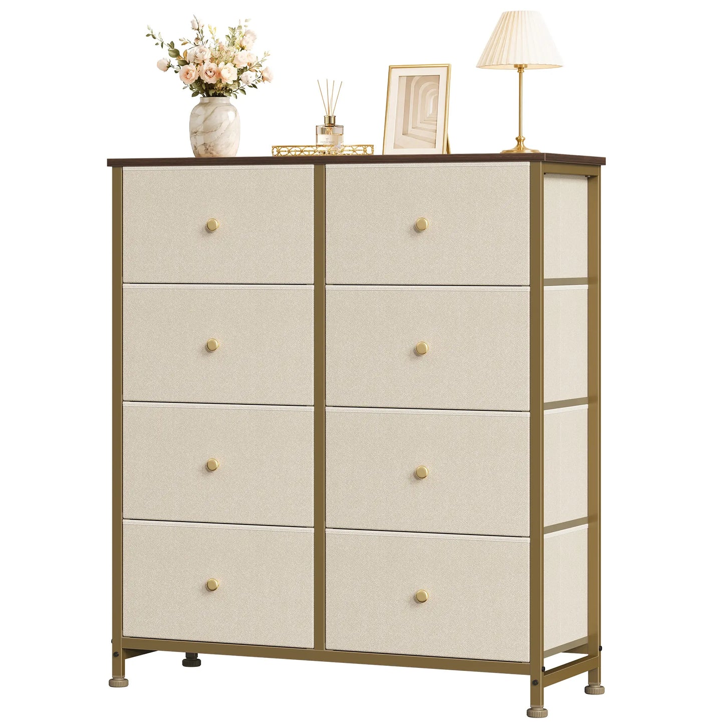 8-Drawer Dresser Storage Tower – Fabric Drawer Organizer with Steel Frame & Wooden Top for Bedroom, Closet & Home