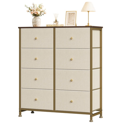 8-Drawer Dresser Storage Tower – Fabric Drawer Organizer with Steel Frame & Wooden Top for Bedroom, Closet & Home