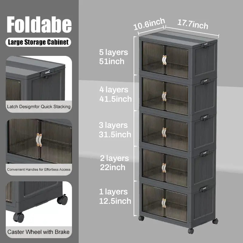 40QT / 64QT / 128QT Stackable Foldable Storage Boxes with Lids – Collapsible Plastic Storage Bins for Home, Office & Garage Organization