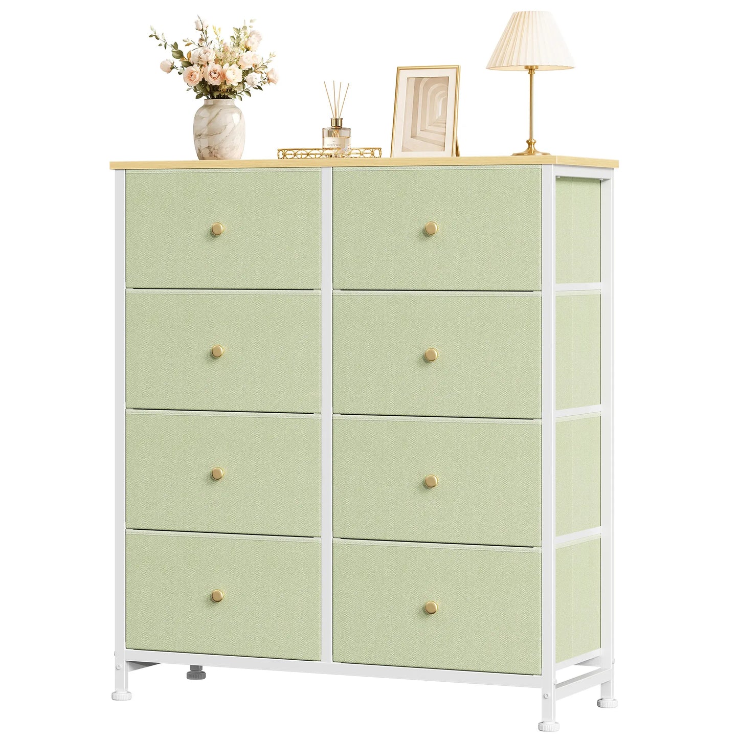 8-Drawer Dresser Storage Tower – Fabric Drawer Organizer with Steel Frame & Wooden Top for Bedroom, Closet & Home