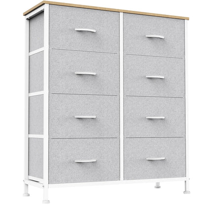 8-Drawer Dresser Storage Tower – Fabric Drawer Organizer with Steel Frame & Wooden Top for Bedroom, Closet & Home