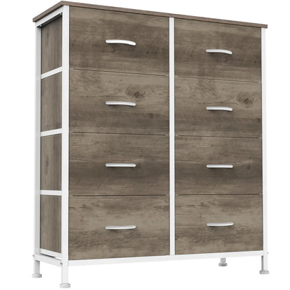 8-Drawer Dresser Storage Tower – Fabric Drawer Organizer with Steel Frame & Wooden Top for Bedroom, Closet & Home