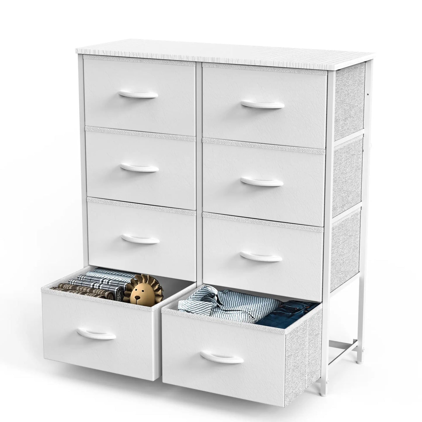 8-Drawer Dresser Storage Tower – Fabric Drawer Organizer with Steel Frame & Wooden Top for Bedroom, Closet & Home