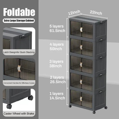 40QT / 64QT / 128QT Stackable Foldable Storage Boxes with Lids – Collapsible Plastic Storage Bins for Home, Office & Garage Organization