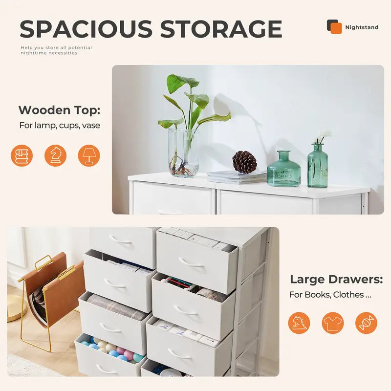 8-Drawer Dresser Storage Tower – Fabric Drawer Organizer with Steel Frame & Wooden Top for Bedroom, Closet & Home