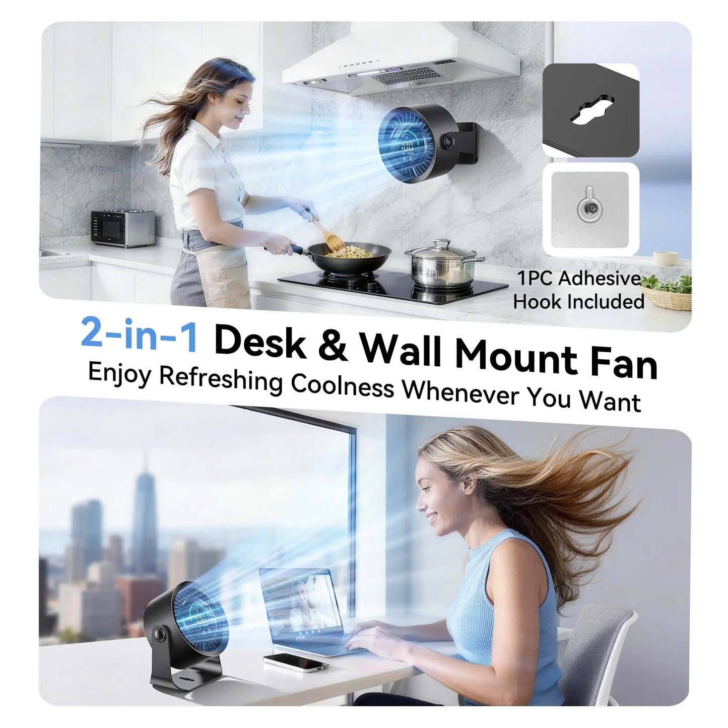 Small portable USB-rechargeable fan