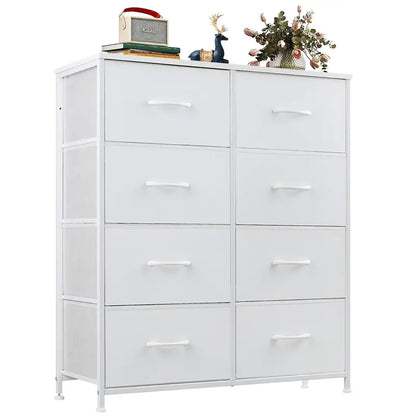 8-Drawer Dresser Storage Tower – Fabric Drawer Organizer with Steel Frame & Wooden Top for Bedroom, Closet & Home
